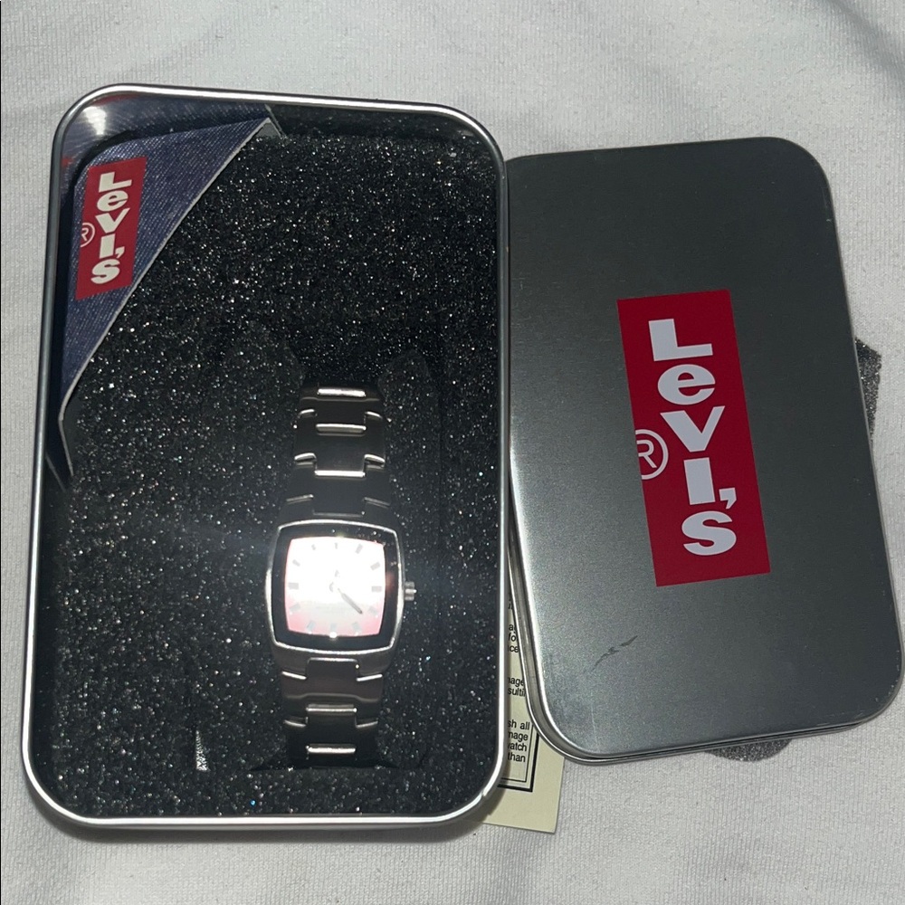 Levi's Red Dial Silver Watch